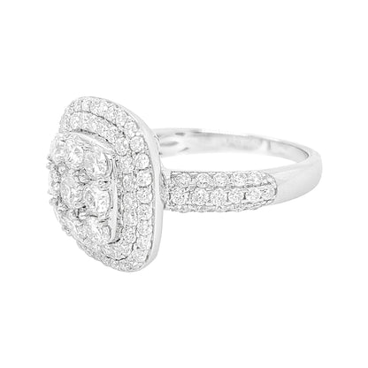 2CTW Iced Out Bridal Ring with F/VVS Real Moissanite Cluster Ring in 925 Sterling Silver