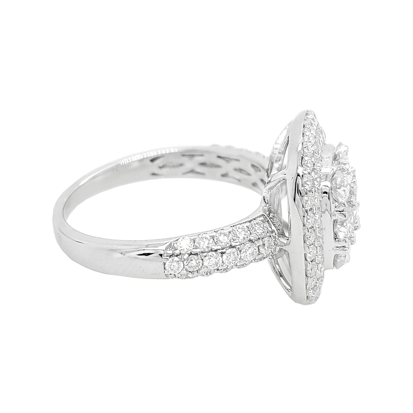 2CTW Iced Out Bridal Ring with F/VVS Real Moissanite Cluster Ring in 925 Sterling Silver