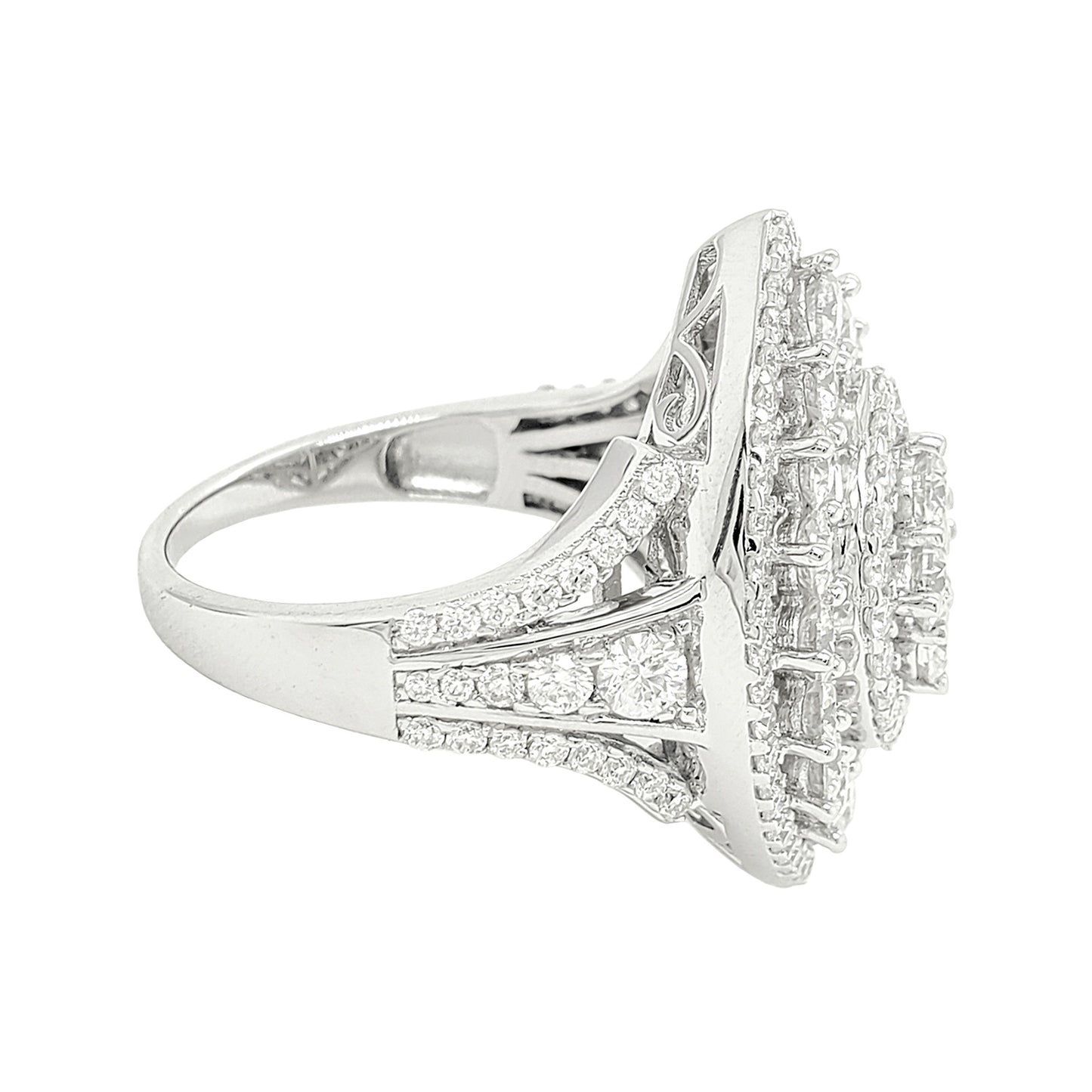 2 4/5CTW Iced Out Bridal Ring with F/VVS Real Moissanite Cluster Ring in 925 Sterling Silver