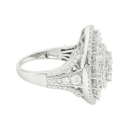 2 4/5CTW Iced Out Bridal Ring with F/VVS Real Moissanite Cluster Ring in 925 Sterling Silver