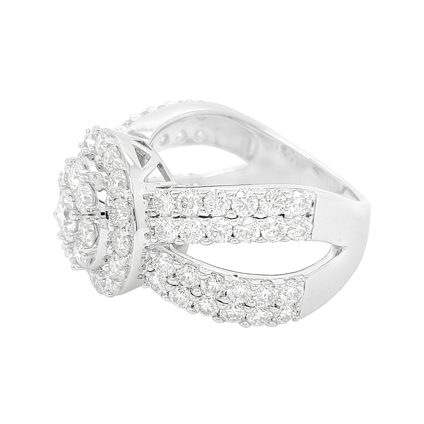 2 4/5 ctw Iced Out Bridal Ring with F/VVS Real Moissanite Cluster Ring in 925 Sterling Silver