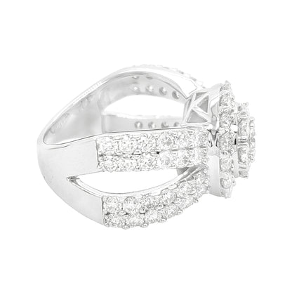 2 4/5 ctw Iced Out Bridal Ring with F/VVS Real Moissanite Cluster Ring in 925 Sterling Silver