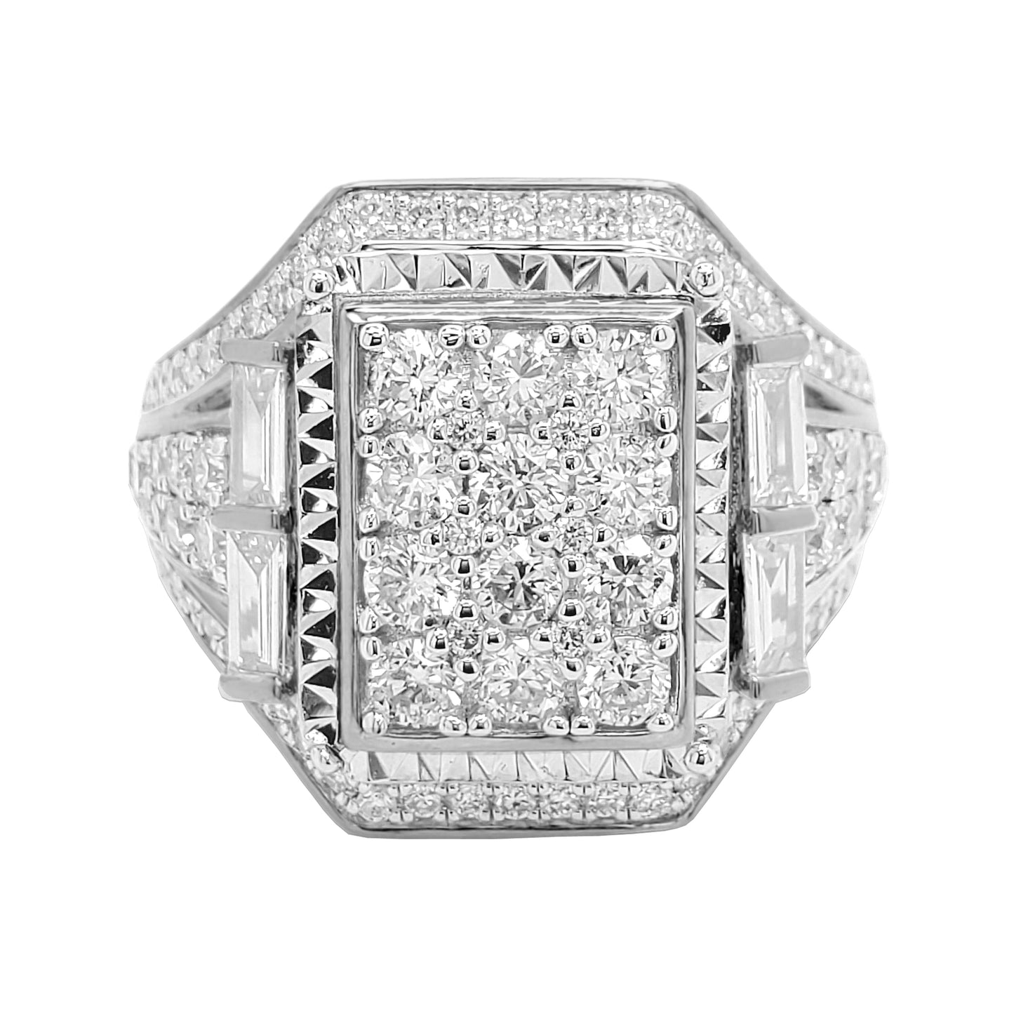 1 3/4CTW Iced Out Bridal Ring with F/VVS Real Moissanite Cluster Ring in 925 Sterling Silver