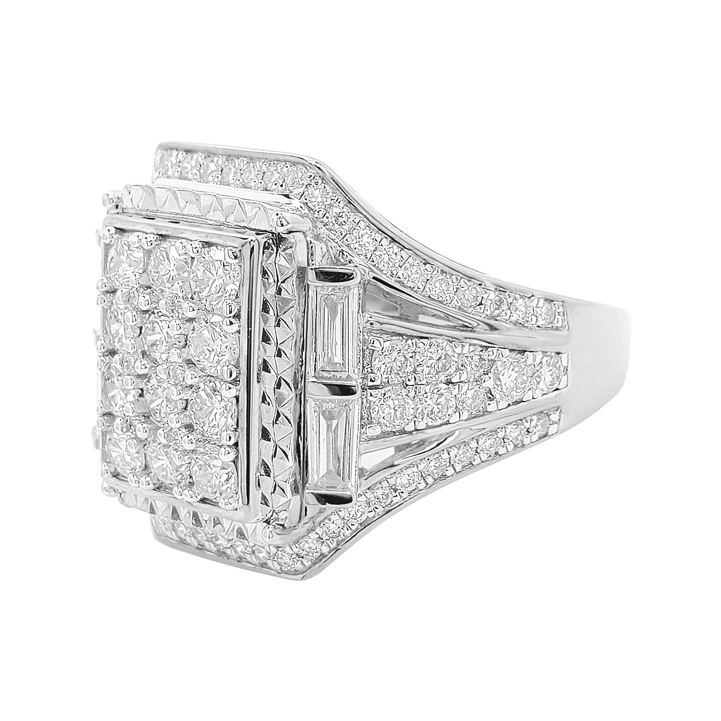 1 3/4CTW Iced Out Bridal Ring with F/VVS Real Moissanite Cluster Ring in 925 Sterling Silver