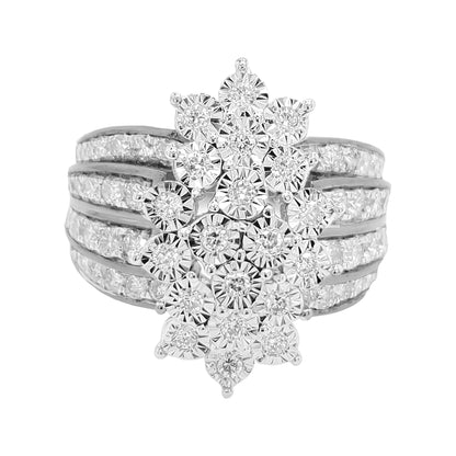 1 1/4CTW Iced Out Bridal Ring with F/VVS Real Moissanite Cluster Ring in 925 Sterling Silver