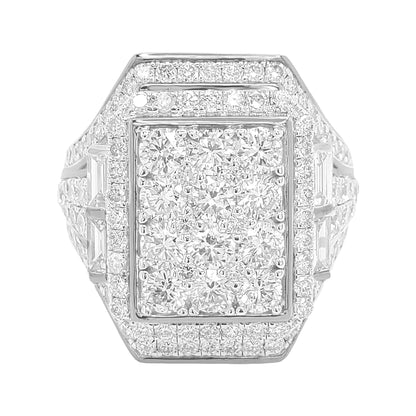 3CTW Iced Out Bridal Ring with F/VVS Real Moissanite Cluster Ring in 925 Sterling Silver