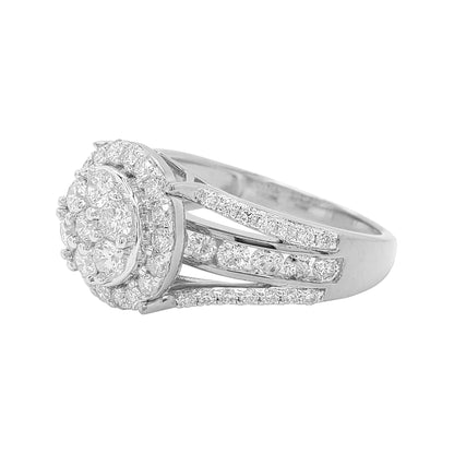 2.0 CTW Iced Out Bridal Ring with F/VVS Real Moissanite Cluster Ring in 925 Sterling Silver