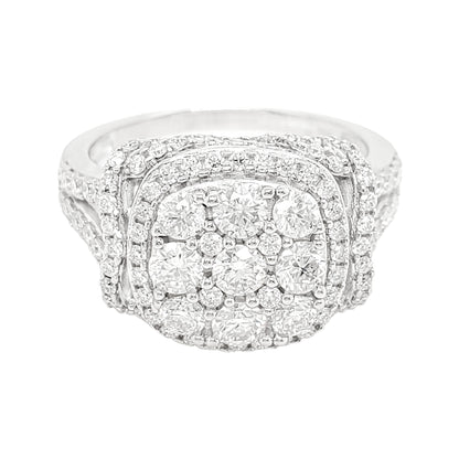 1 3/5CTW Iced Out Cushion Shape Cluster Ring with F/VVS Real Moissanite in 925 Sterling Silver