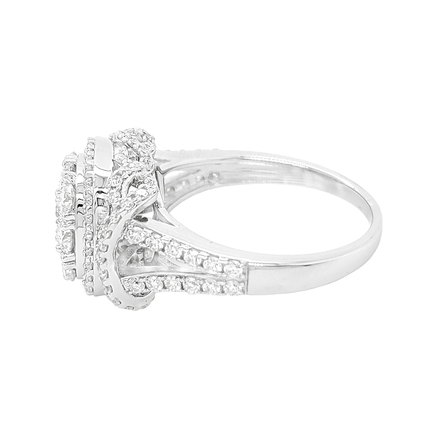 1 3/5CTW Iced Out Cushion Shape Cluster Ring with F/VVS Real Moissanite in 925 Sterling Silver