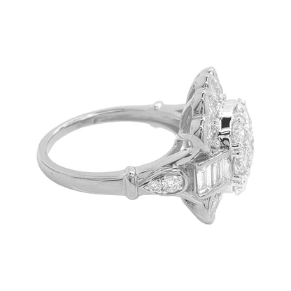 2 9/10CTW Pear Shape Cluster Iced Out Ring with F/VVS Real Moissanite in Sterling Silver