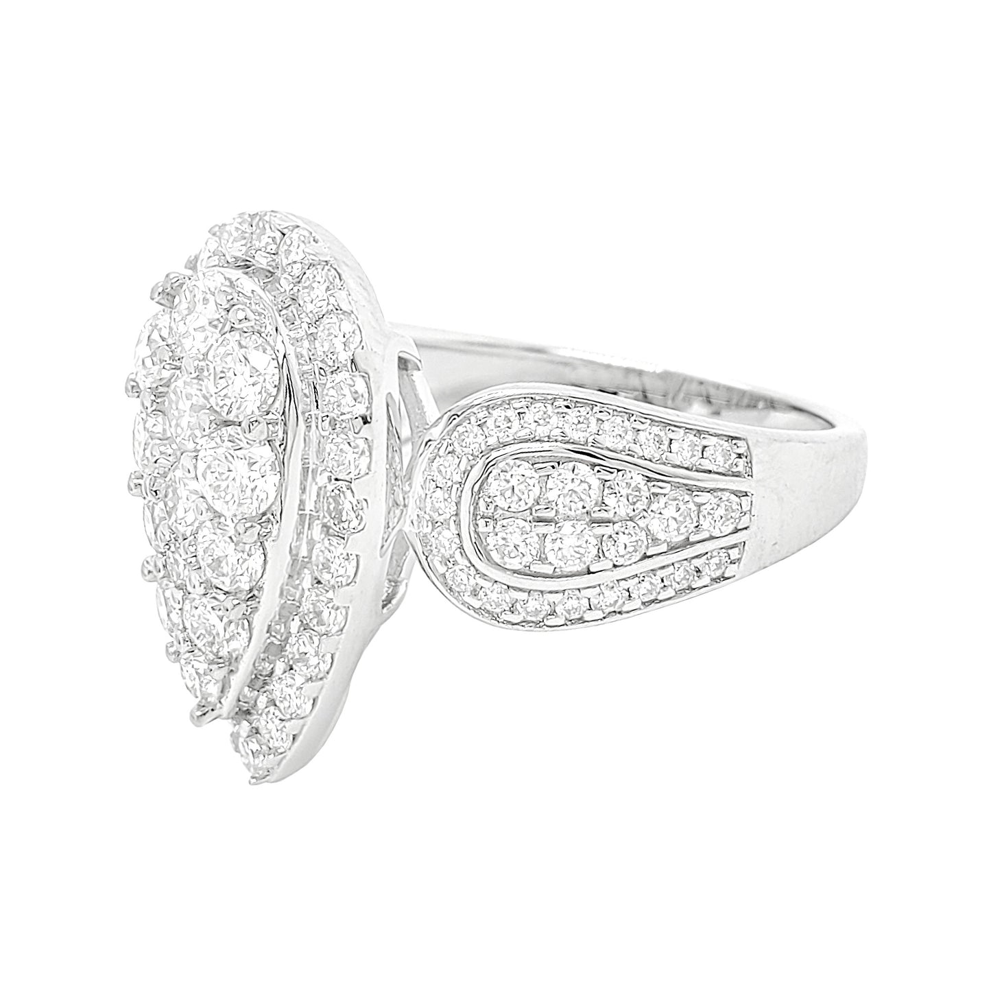 1 4/5CTW Iced Out Bridal Ring with F/VVS Real Moissanite Cluster Ring in 925 Sterling Silver