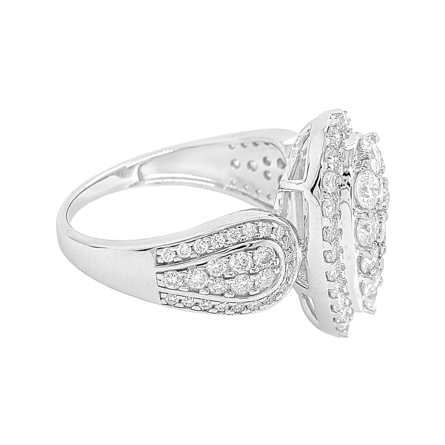 1 4/5CTW Iced Out Bridal Ring with F/VVS Real Moissanite Cluster Ring in 925 Sterling Silver